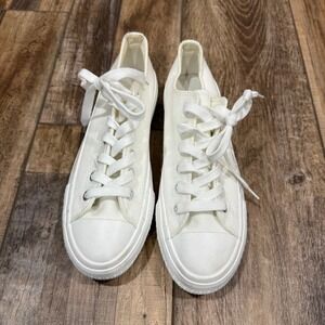 Vince Womens White Canvas Low Top Lace Up Sneakers Size 7.5M